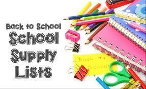 Back to School Supply Lists with school supplies picture