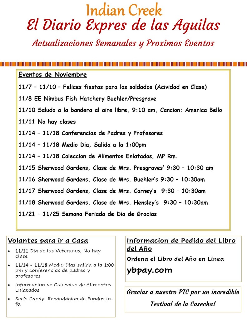 Weekly Calendar Info Spanish