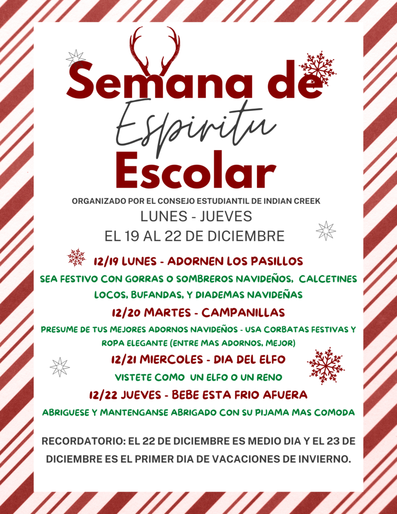 Holiday Spirit Week Flyer Spanish